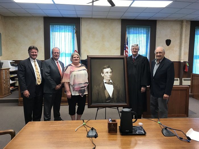 A high-quality reproduction of a famous Abraham Lincoln photograph was presented to the Marshall County Courthouse on September 4 in Lacon. 