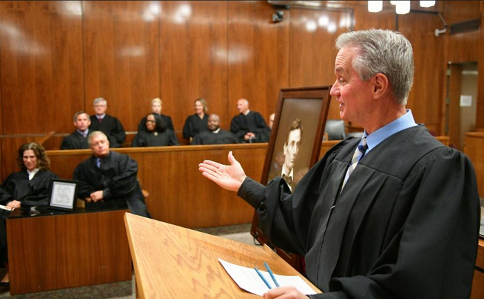 A high-quality reproduction of a famous Abraham Lincoln photograph was presented to the Peoria County Courthouse on October 17. 