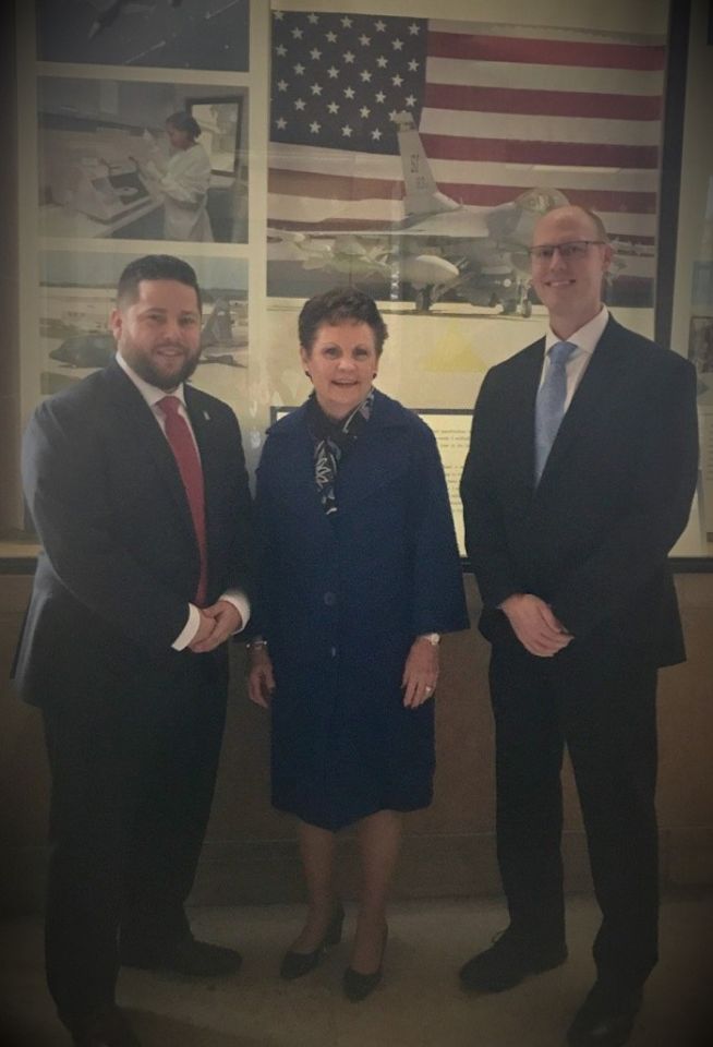 New attorney James LeVault, Illinois Supreme Court Justice Rita B. Garman, and new attorney Michael Nichols