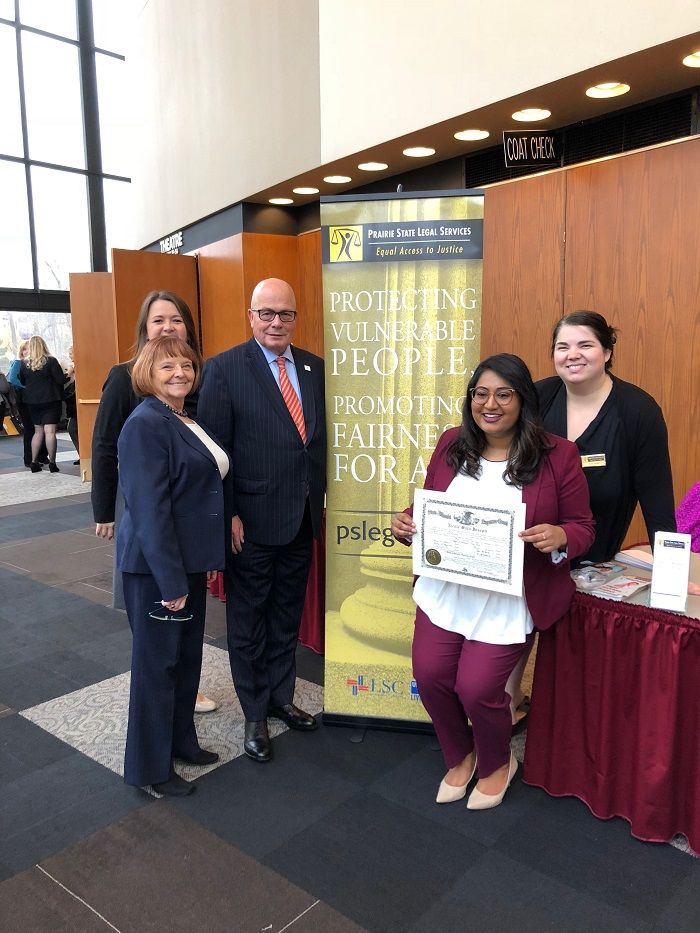 ISBA President James McCluskey with new attorney Nicole Joseph