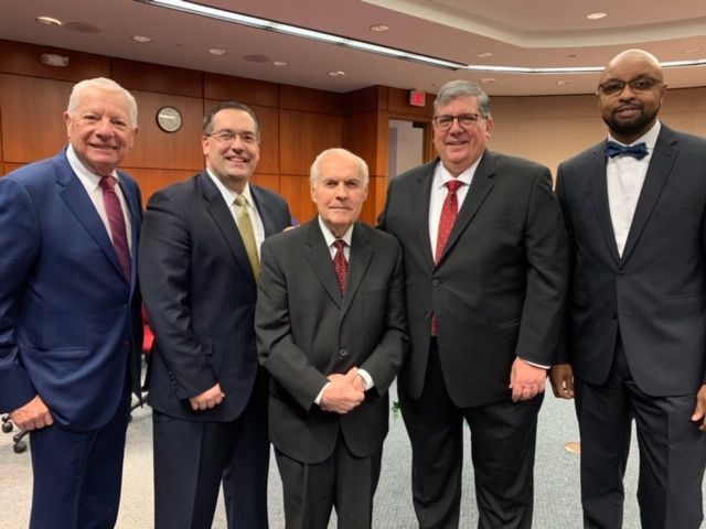 ISBA President David B. Sosin, James J. Laraia, Joseph M. Laraia, ISBA Past President Hon. Richard D. Felice, and ISBA Past President Hon. Vincent F. Cornelius