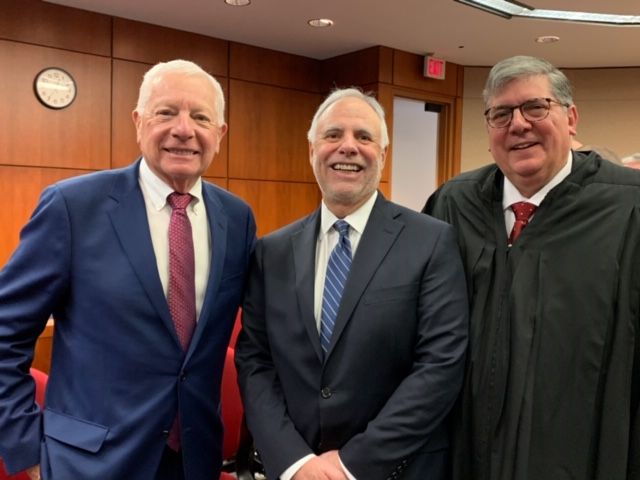 ISBA President David B. Sosin, Illinois Supreme Court Justice Robert R. Thomas, and ISBA Past President Hon. Richard D. Felice