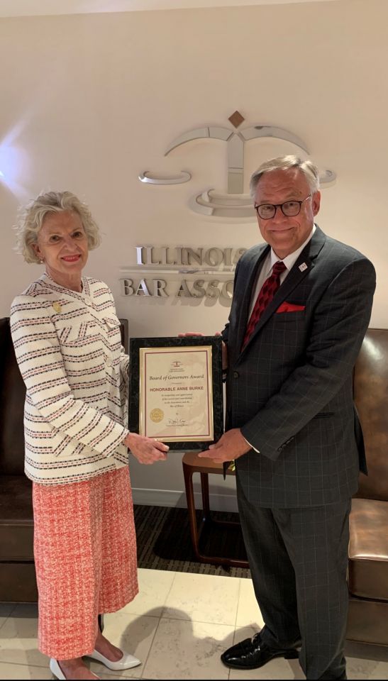 Illinois Supreme Court Chief Justice Anne Burke and ISBA President Dennis Orsey