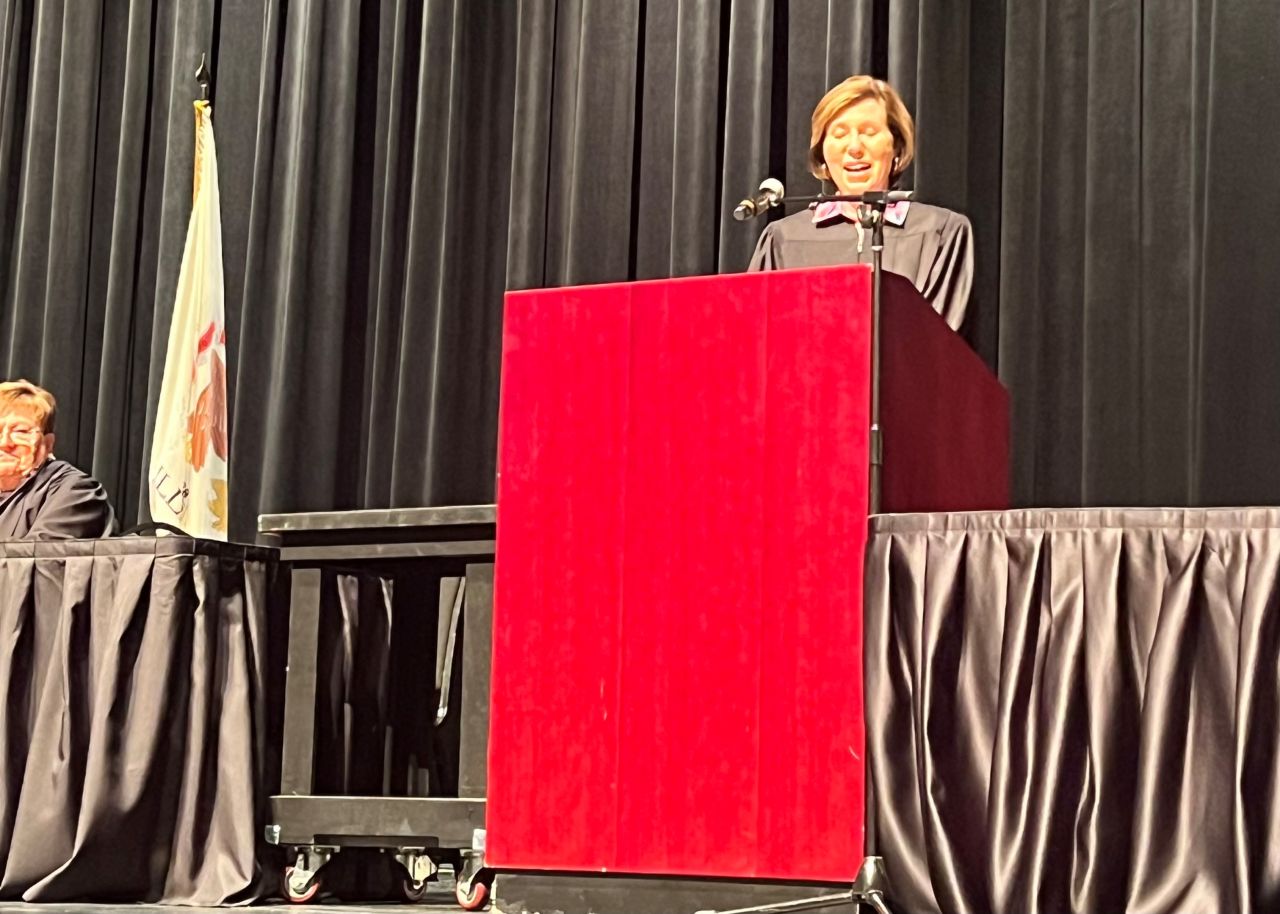 Supreme Court Justice Elizabeth Rochford presides over the 2nd District ceremony.