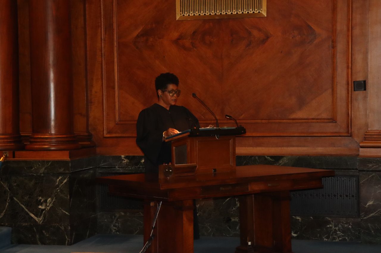 Supreme Court Justice Lisa Holder White welcomes candidates and their families to the Bar Admission Ceremony.