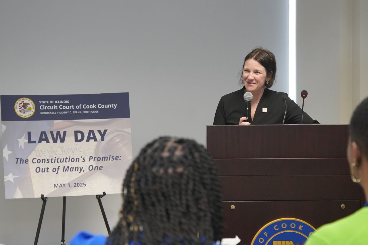 President-Elect Bridget C. Duignan speaks to the attendees,