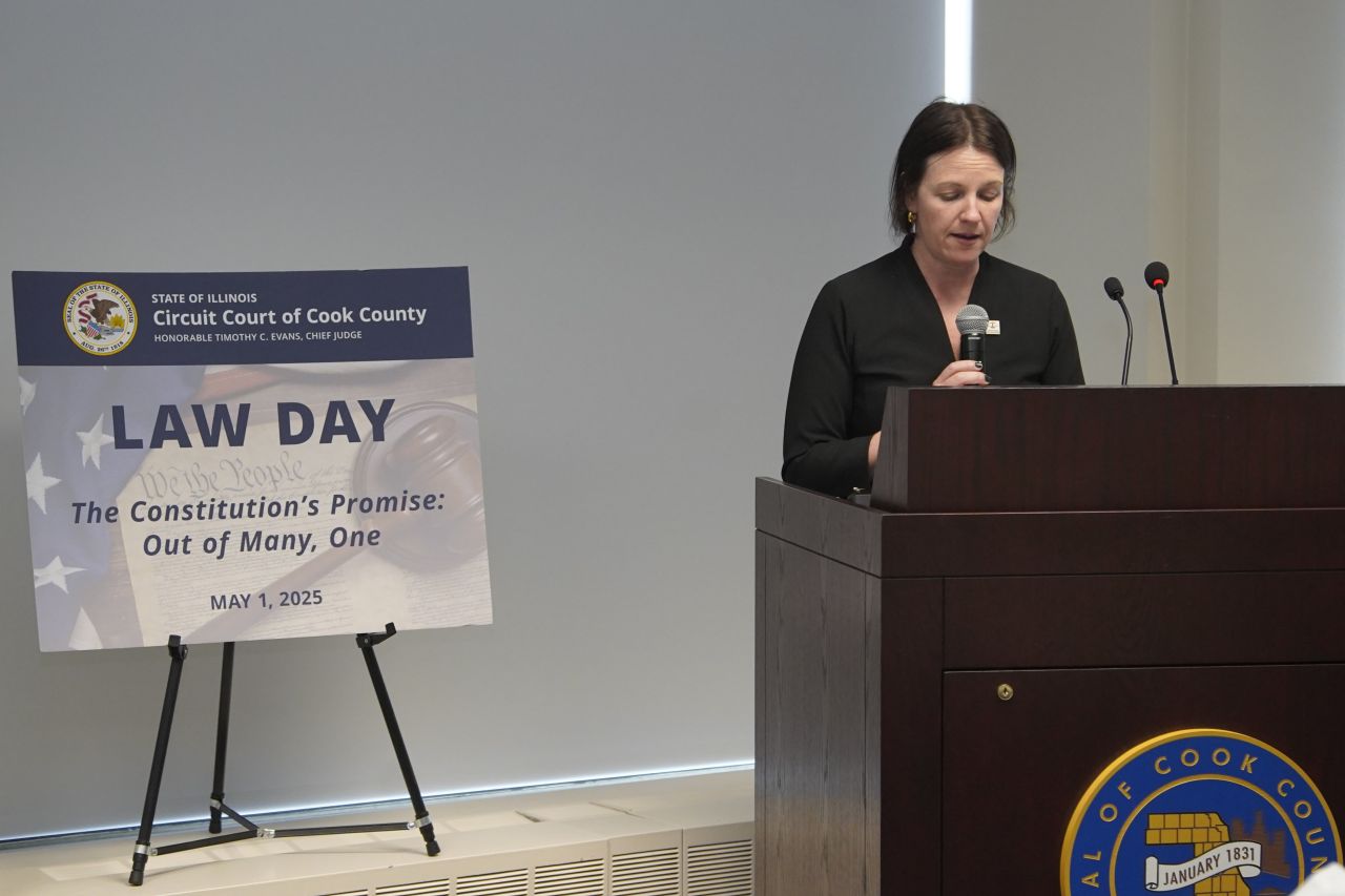 President-Elect Bridget C. Duignan speaks to students.