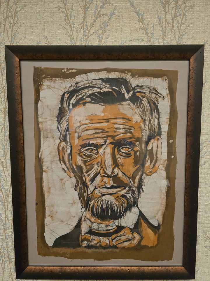 Mark Hassakis: "My painting on our conference room wall is so meaningful for me. Our 75-year-old firm obtained many items over the years, but this original painting "takes the cake." My client came with real estate, financial and family matters. She was our new client without funds nor direction, needing advice. Her young secondary school aged daughter was a runaway. I do not recall ever seeing her. Her mother, our client, saw many of our legal pictures and a Lincoln bust as a lawyer. Her daughter, with only a picture from a Springfield Lincoln event, really captured our favorite lawyer."