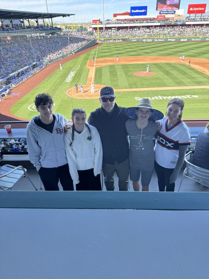 President Bridget Duignan with her family, husband Jose Rivero, and children, Rafa, Finian, and Ela