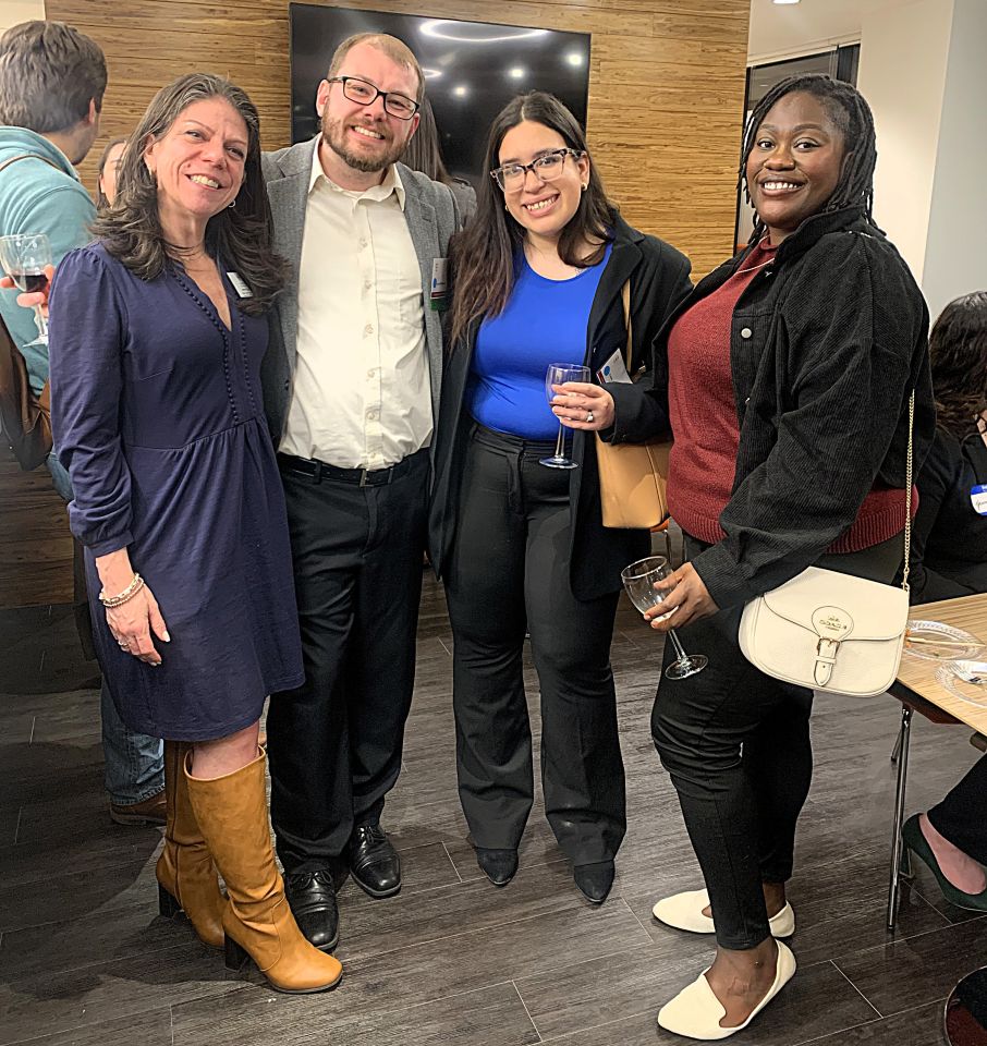 IBF Development & Marketing Communications Assistant Jenny Conlon (far left), YLD Chair Jason Blumenthal (2nd to left), with NIU Law Students during the Wine Tasting Event.