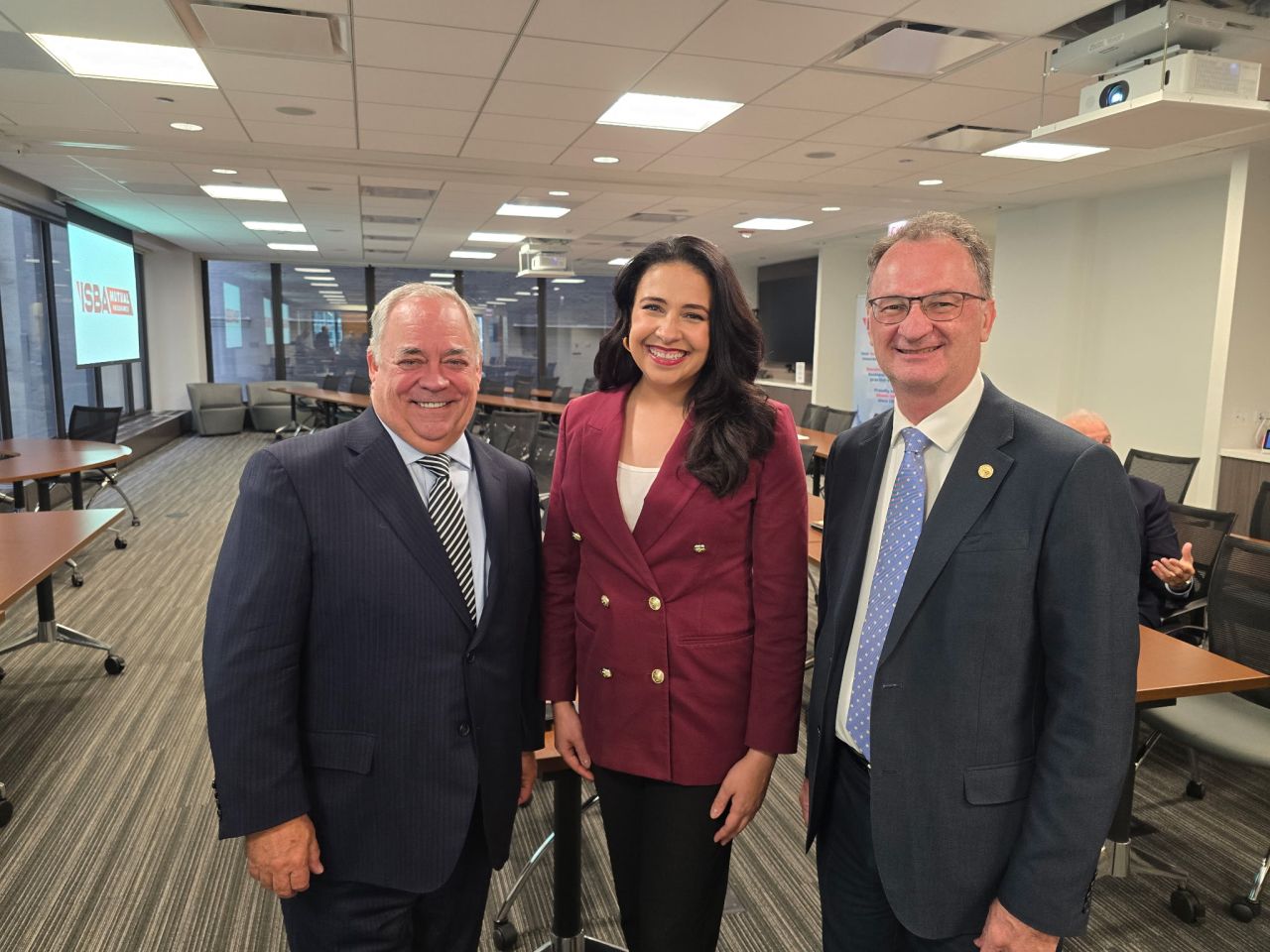 (L-R) ISBA President Perry Browder, Illinois Supreme Court Commission on Professionalism Executive Director Erika Harold, & seminar coordinator John Lupton, Illinois Supreme Court Historic Preservation Commission