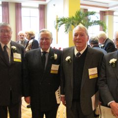 (Click to enlarge) Four Senior Counsellors reunite before the luncheon.