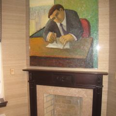 A fireplace original to the 1888 building