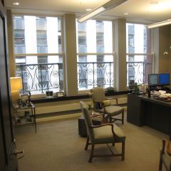 Laurel Bellows' office with wrought iron balcony