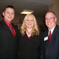 New Admittee Cortney Kuntze (center) with her husband, Paul (left), and ISBA 3rd Vice President Thies