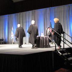 Justices Freeman, Fitzgerald and Burke arrive at the admissions ceremony.