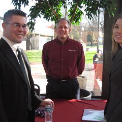 New admittees Sean Weppler (left) of Libertyville and Angela Stinebrink (right) of Plano with ISBA Mutual's Kurt Bounds