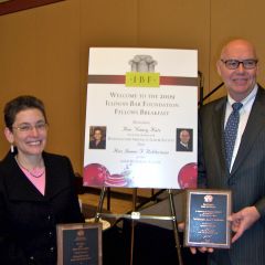 The Illinois Bar Foundation Fellows honored Nancy Katz, Associate Judge of the Circuit Court of Cook County, and James F. Holderman, Chief Judge of the U.S. District Court of Northern Illinois, at the group's annual breakfast on Friday, Dec. 11, at the Sheraton Chicago Hotel & Towers.