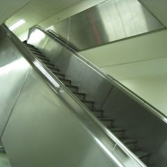 The staircases are covered in stainless steel.