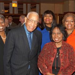 Mary Melchor (from left), Judge Leighton, Judge Jacqueline Cox, Judge Blanche Manning, Rita Fry.