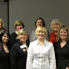 (Click photo for full view) First row (from left): Mary Petruchius, Shital Patel, Paula Holderman, event speaker, Delilah Flaum event speaker, Diana Law and Emily Masalski; Back row (from left): Sandra Blake, Annmarie Kill, Janice Boback and Sandra Crawford.