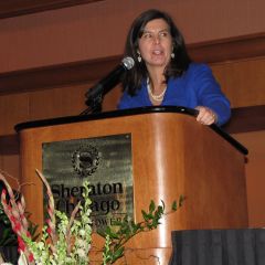 Cook County State's Attorney and Chicago Bar Association President Anita Alvarez speaks at the dinner. The Chicago Bar Association was co-sponsor of the event.
