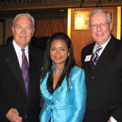 Unity Dinner Master of Ceremonies Bill Kurtis, Unity Dinner Chair Jessica Arong O'Brien and ISBA President John O'Brien