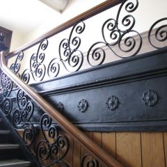 Ornate wrought iron staircase