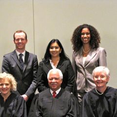The Supreme Court justices with representatives from the Gay and Lesbian Bar Association of Chicago, Hispanic Lawyers Association of Illinois and the Puerto Rican Bar Association of Illinois.