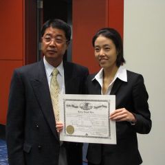 New admittee Lena Lee with her father