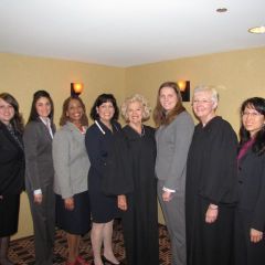 Representatives from local bar associations with Supreme Court Justices Anne Burke and Mary Jane Theis