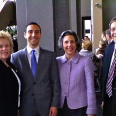 ISBA Past President Irene Bahr, new admittee Max Rettis, Justice Kathryn E. Zenoff and Alan Zenoff