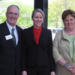 ISBA 3rd Vice President John Thies, new admittee Lijana Pukinaite, Justice Susan Hutchinson