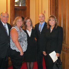 ISBA President-elect Mark Hassakis; Carla Simpson; her daughter, new admittee Kelly Giraudo; new admittee Jon Giraudo and attorney and ISBA member Susan Butler