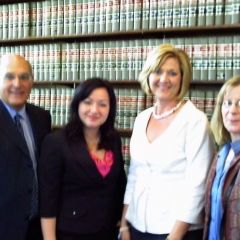 ISBA President Mark D. Hassakis, new admittee Jacquelyn Rae of New Lenox, Appellate Justice Mary O'Brien and new admittee Barbara Starke Tishuk of Homer Glen