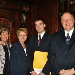 Hon. Katherine M. McCarthy, 6th Judicial Circuit; Mrs. Kevin L. Kehoe; new admittee Martin J. Kehoe; ISBA member Kevin L. Kehoe