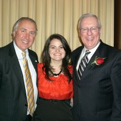 ISBA Board of Governors member Umberto Davi, newly installed Advocates Society President Megan Kaszubinski Ferraro and ISBA President John G. O'Brien attend the Advocates Society Installation dinner last week.