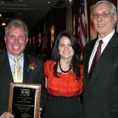 The Honorable Michael Zalewski, Alderman-23rd Ward and Advocates Society Award of Merit Honoree, Megan Kaszubinski Ferraro, newly installed Advocates Society President, and Mark Kupiec, Advocates Society member.