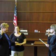 Andrea Schleifer is sworn-in by Judge Sheila O'Brien