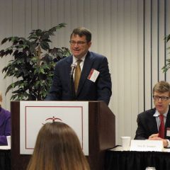Appellate Lawyers Association President Gary Feinerman introduces the candidates.