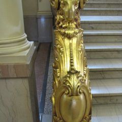 No one is 100 percent sure of the significance of the four gold-covered rams in the 2nd floor lobby. Elder courthouse visitors claim that they represent agriculture.