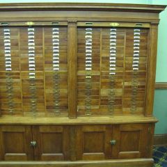 Much of the courthouse furniture is original and still being used - including this courtroom credenza and hutch.