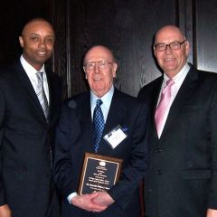IBF President Vince Cornelius, honoree Judge William Bauer and James Holderman, chief judge of the U.S. District Court for the Northern District of Illinois
