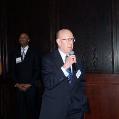 Judge Bauer speaks after accepting his award.