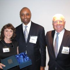 Charter members Janet and David Sosin with IBF President Vince Cornelius (center)