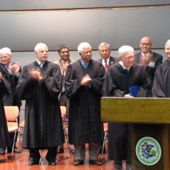 Click to enlarge: Justice Their (far right) with new colleagues (from left) Anne Burke, Robert Thomas and Charles Freeman. 