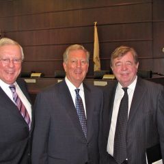 ISBA President John O'Brien, ISBA Mutual President Jon DeMoss and Justice Miller