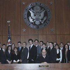 Chief Judge Holderman and the Mock Trial team from Evanston.