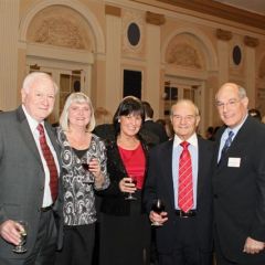 ISBA President-elect Mark Hassakis (far right) enjoys the dinner with (from left) Art Kingery of Kingery, Durree, Wakeman & Ryan, with his wife Sue, Ann Haas and Gary Rafool of Rafool, Bourne & Shelby