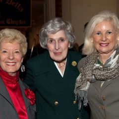 Past ISBA President Hon. Carole K. Bellows and Hon. Rhoda Davis Sweeney congratulate Justice McMorrow.